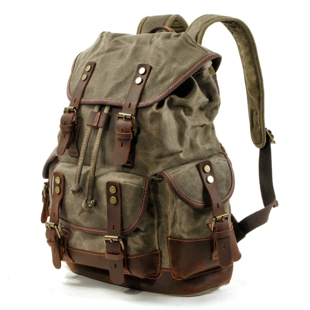 Vintage Canvas Backpacks Waterproof Rucksacks Large Waxed Mountaineering
