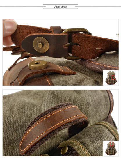 Vintage Canvas Backpacks Waterproof Rucksacks Large Waxed Mountaineering