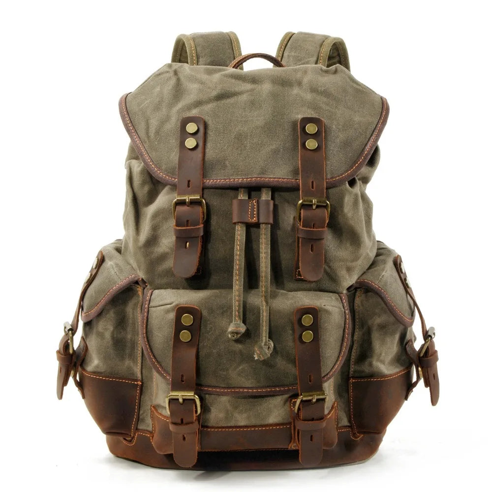 Vintage Canvas Backpacks Waterproof Rucksacks Large Waxed Mountaineering