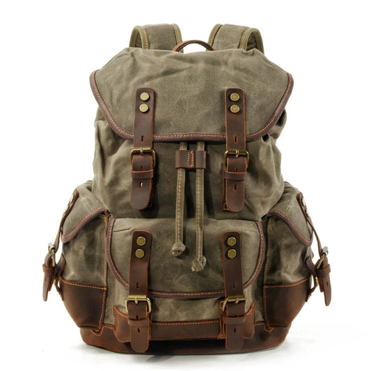 Vintage Canvas Backpacks Waterproof Rucksacks Large Waxed Mountaineering