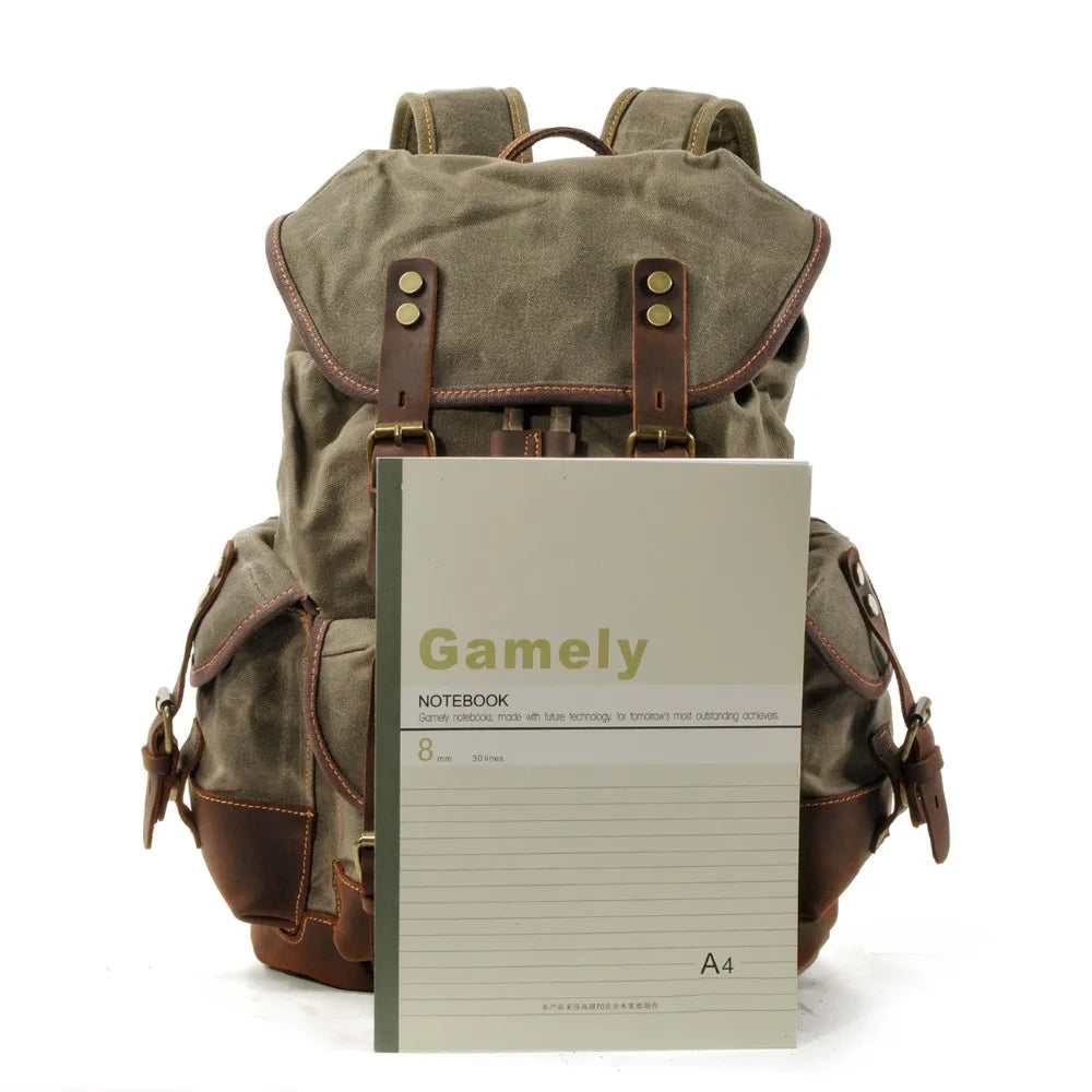 Vintage Canvas Backpacks Waterproof Rucksacks Large Waxed Mountaineering