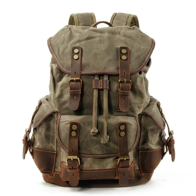 Vintage Canvas Backpacks Waterproof Rucksacks Large Waxed Mountaineering