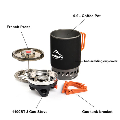 Outdoor Gas Stove Burner Coffee Pot Cup Cookware