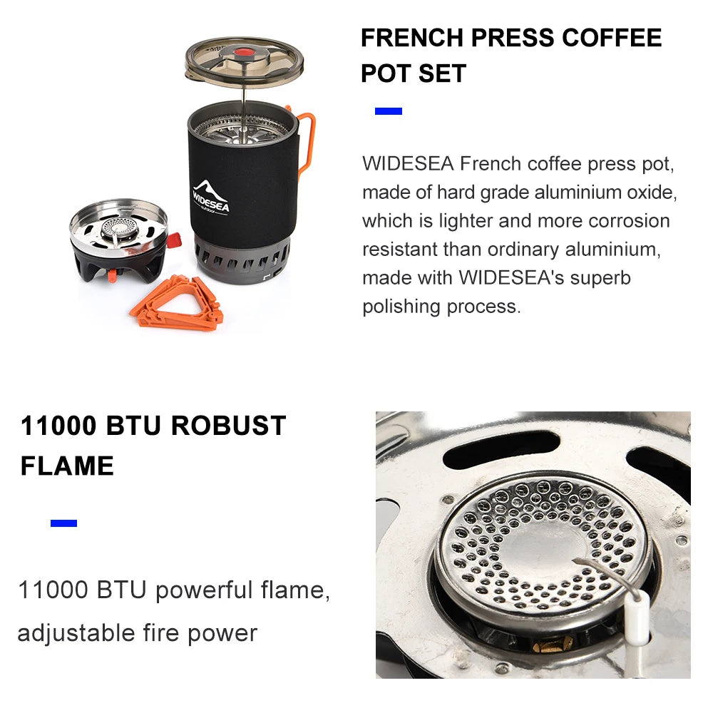 Outdoor Gas Stove Burner Coffee Pot Cup Cookware