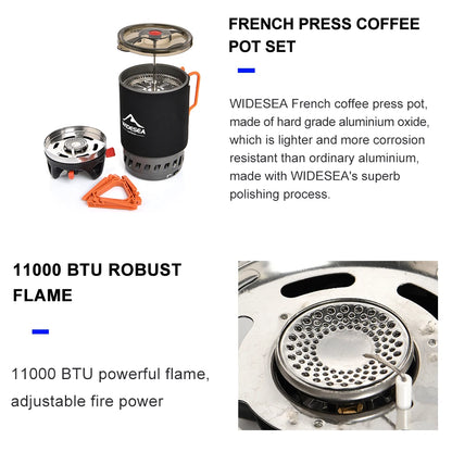 Outdoor Gas Stove Burner Coffee Pot Cup Cookware
