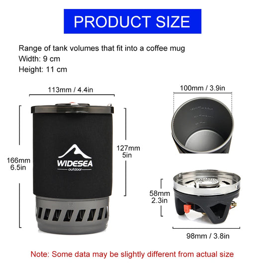 Outdoor Gas Stove Burner Coffee Pot Cup Cookware